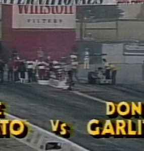 1987 Winternationals Top Fuel Drag Racing Final Joe Amato vs Don Garlits LA County Fairground Pomona California